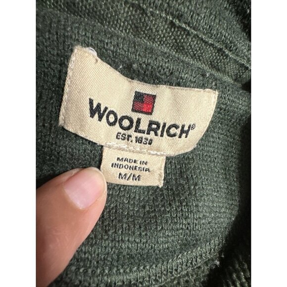 WOOLRICH Sweater Men's Medium Green 1/4 Zip Pullover Poly Classic Sweatshirt - Picture 7 of 7